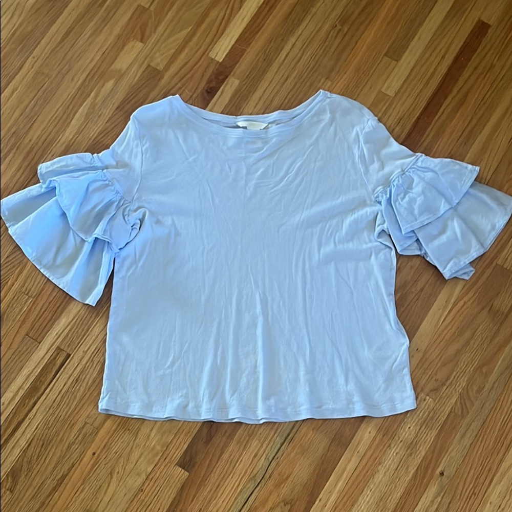 H&M Blue Ruffled Bell Sleeve Blouse